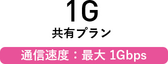 1G共有プラン　通信速度：最大1Gbps